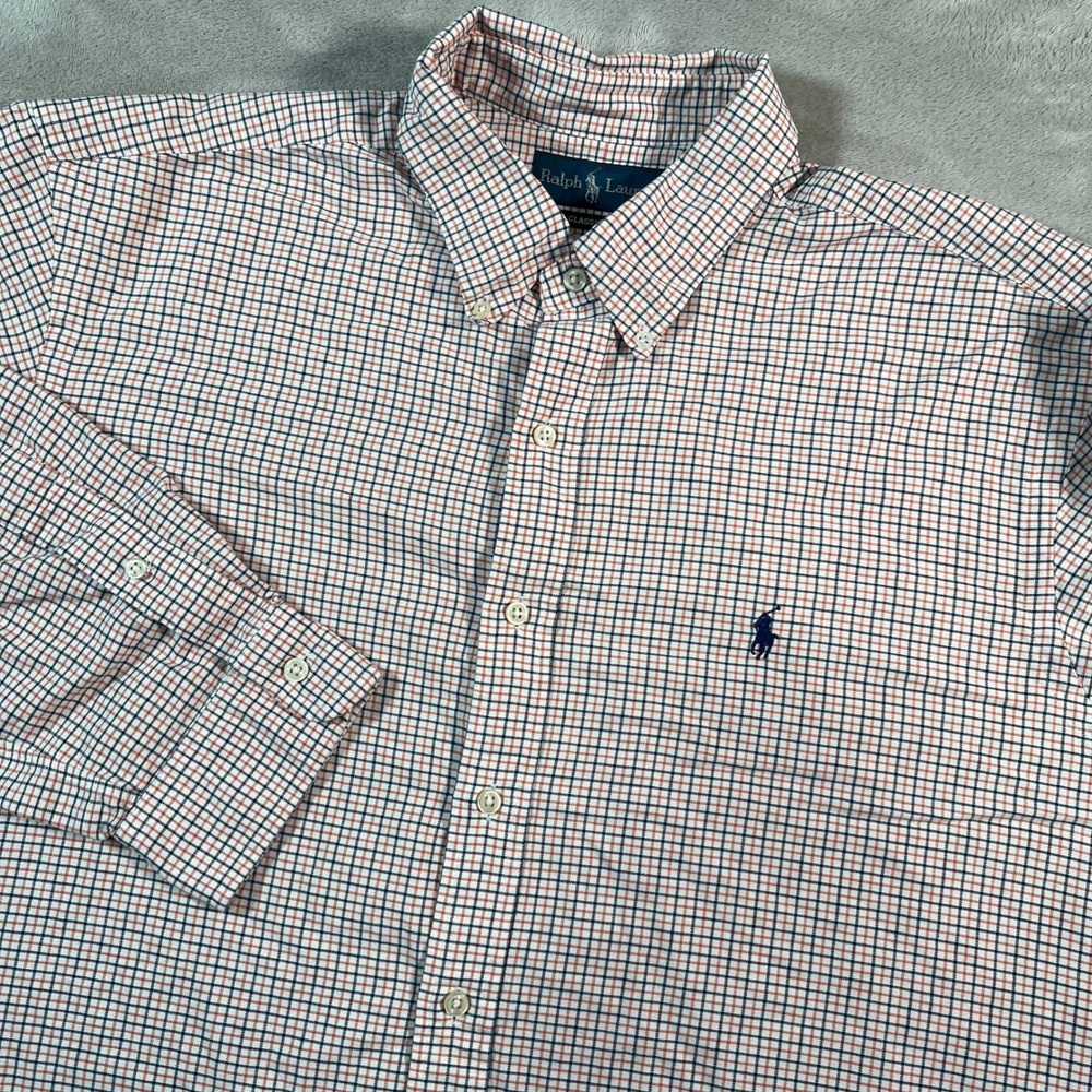 Ralph Lauren Button Down Shirt Men's XXL Multicolor Classic Fit Tattersall Check